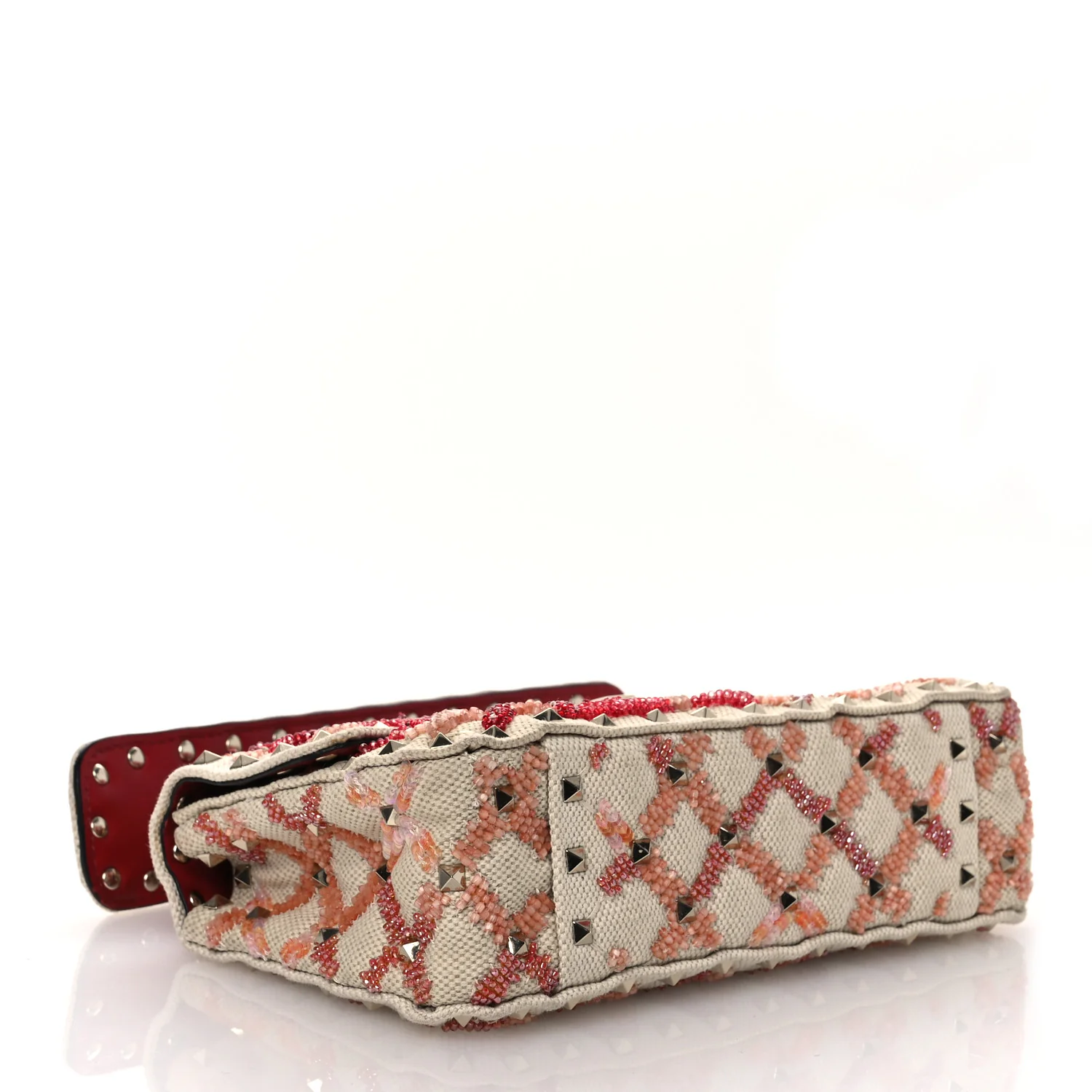 Canvas Beaded Small Rockstud Spike Shoulder Bag Multicolor - Top Club