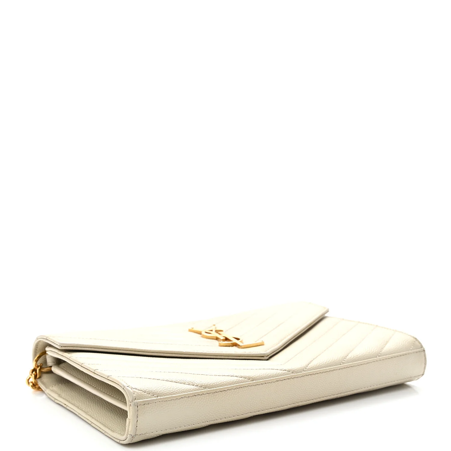 Grain De Poudre Matelasse Chevron Monogram Chain Wallet Crema Soft - Top Club