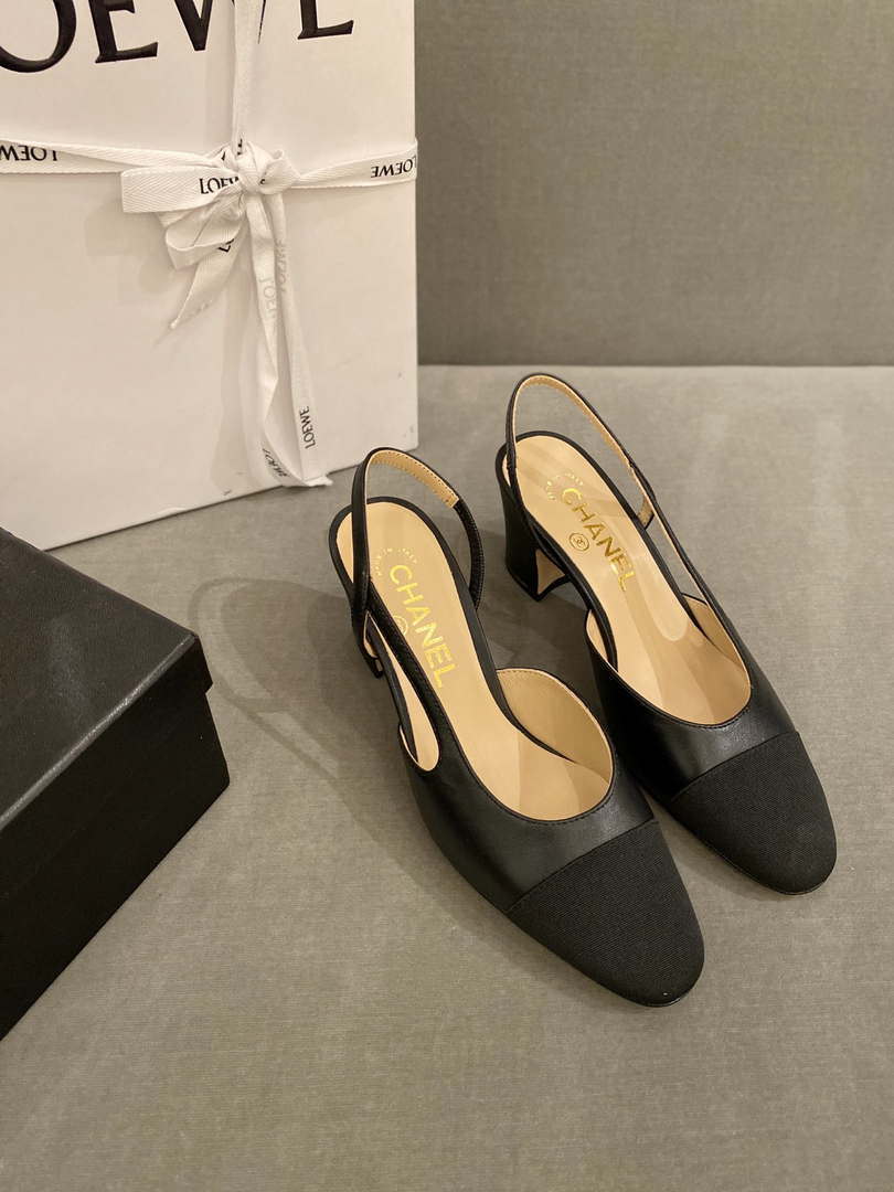 Chanel Women's Slingbacks Goatskin Grosgrain Sandals Shoes C91001 - Sneaker Replica Workshop