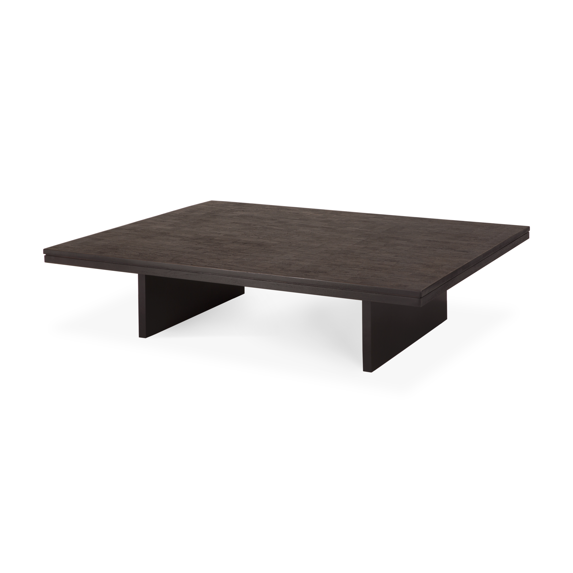 Salontafel Grooves teak zwart/bruin 140x110 cm