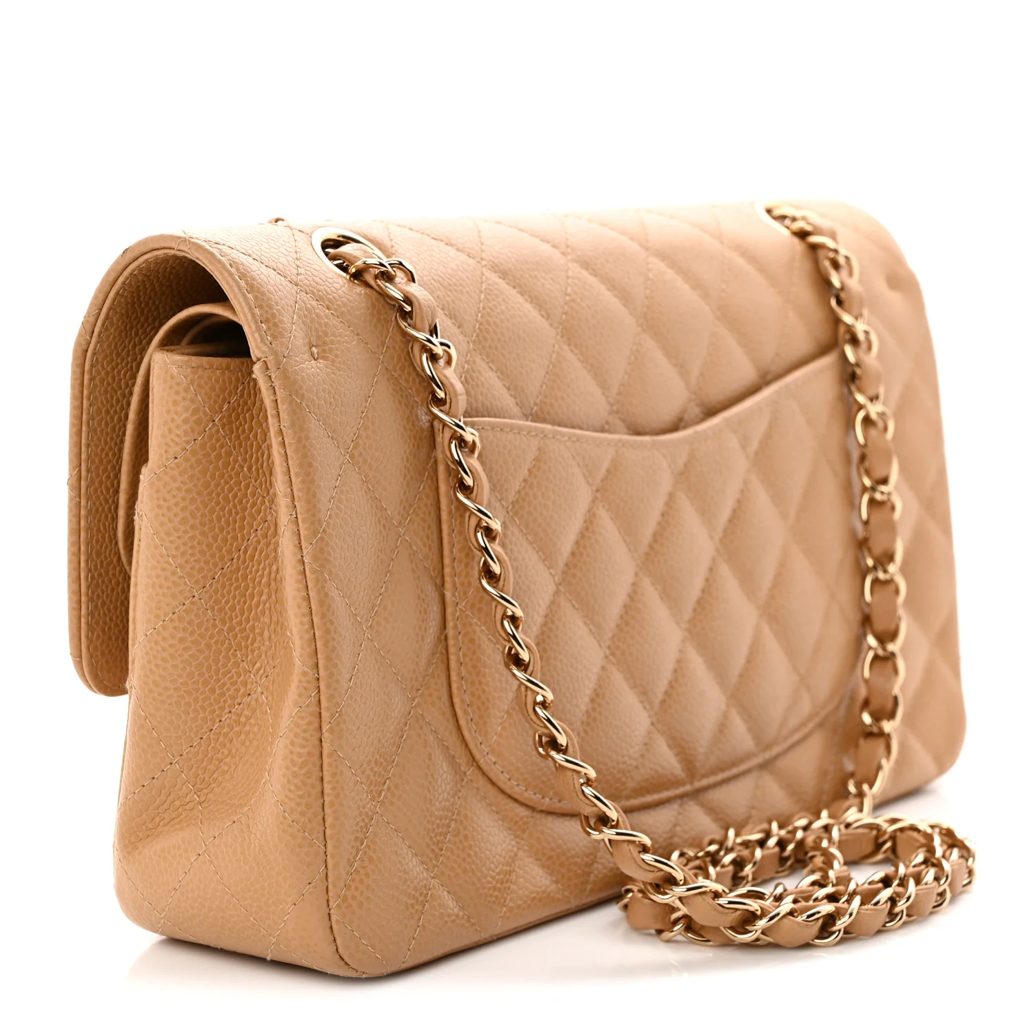 Caviar Quilted Medium Double Flap Beige - Top Club