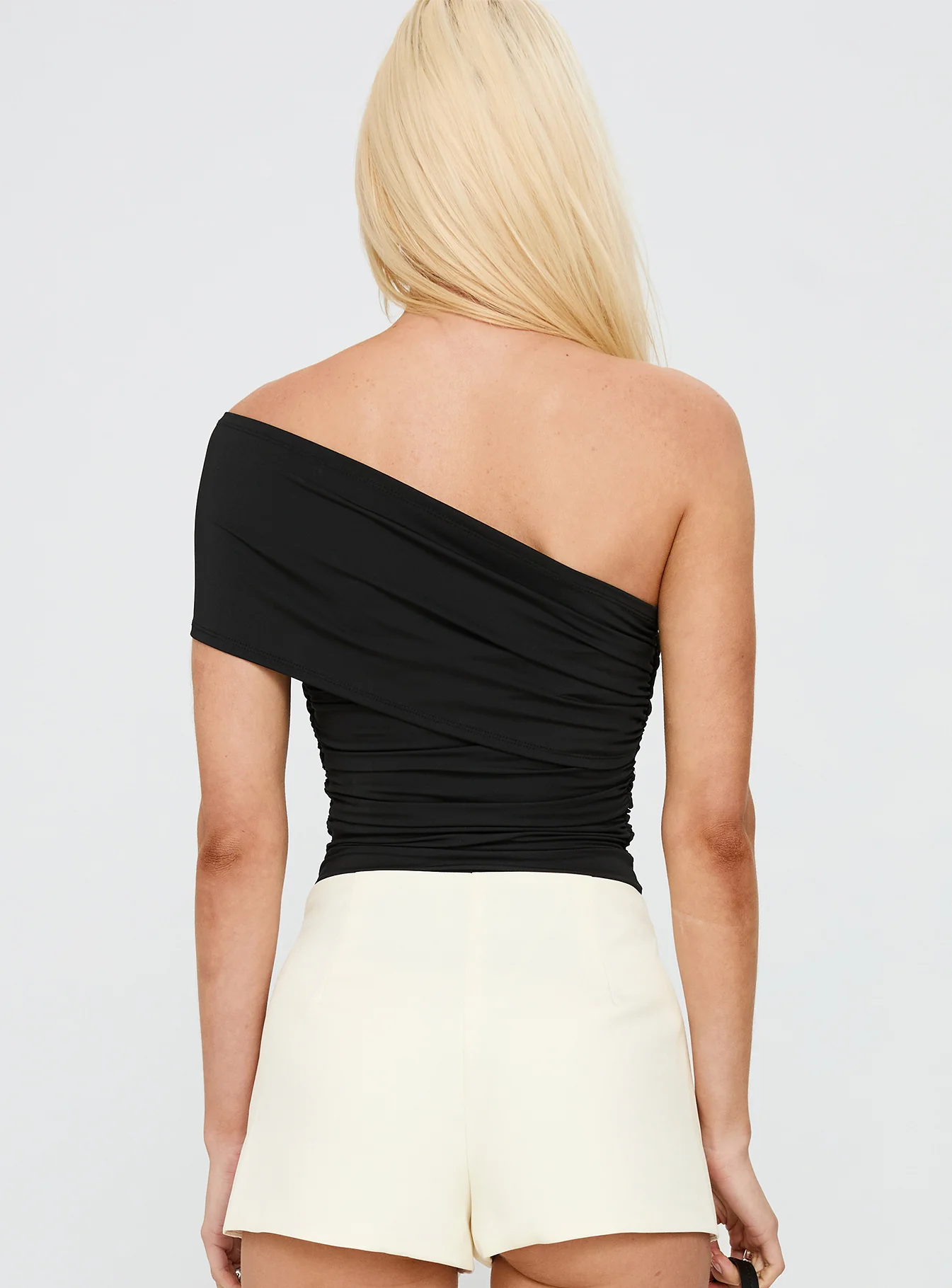 The Real Thing One Shoulder Bodysuit Black