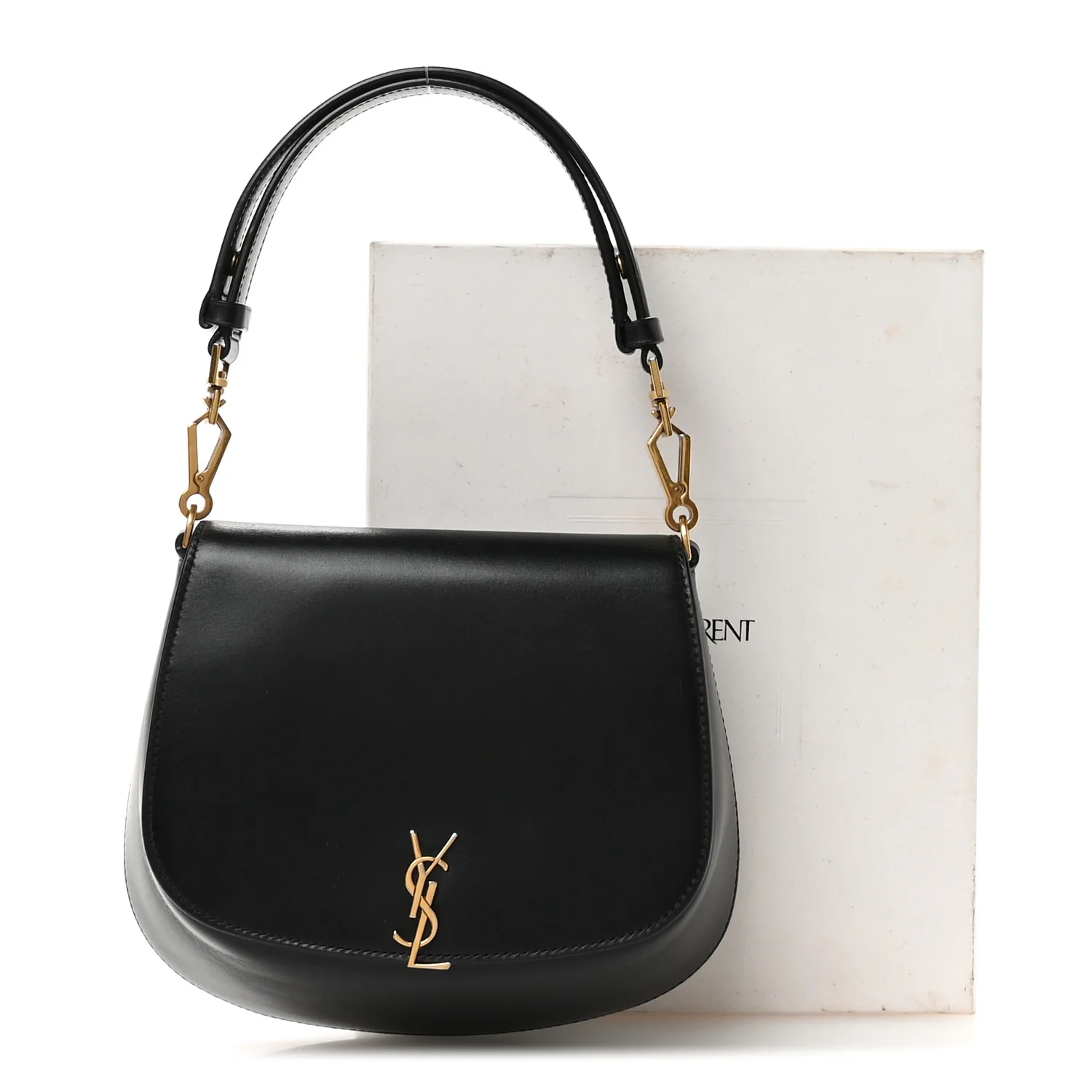 Box Calfskin Mini Voltaire Top Handle Bag Black - Top Club