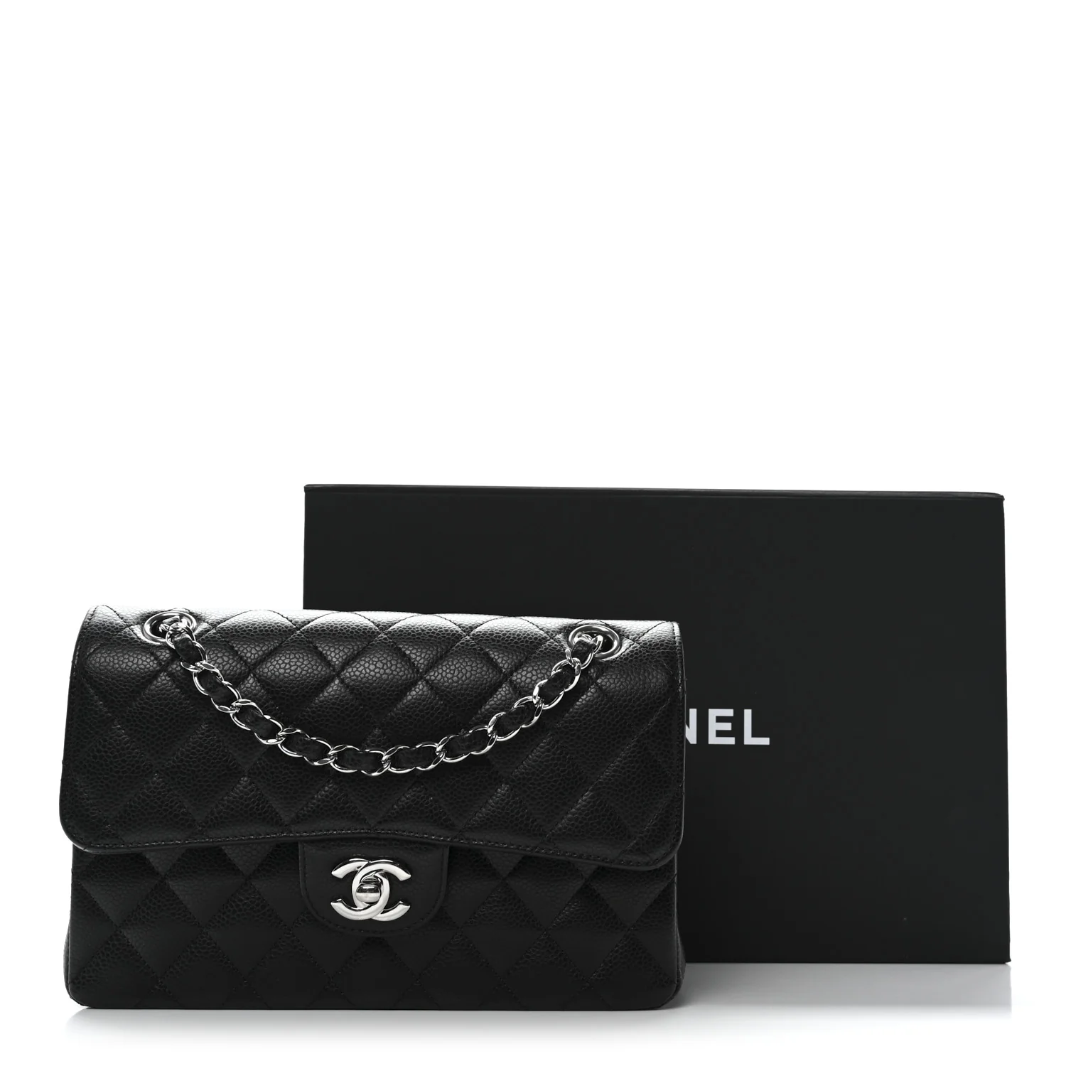 Caviar Quilted Small Double Flap Black - Top Club