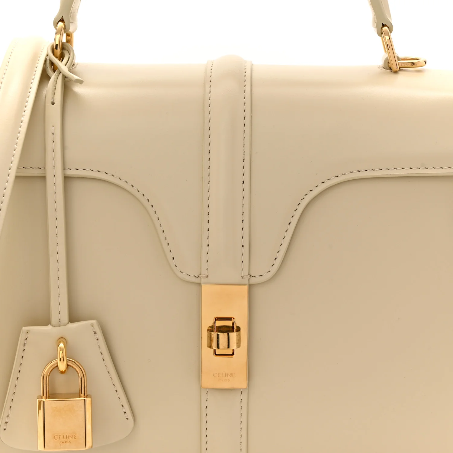 Satinated Calfskin Small 16 Top Handle Bag Beige - Top Club