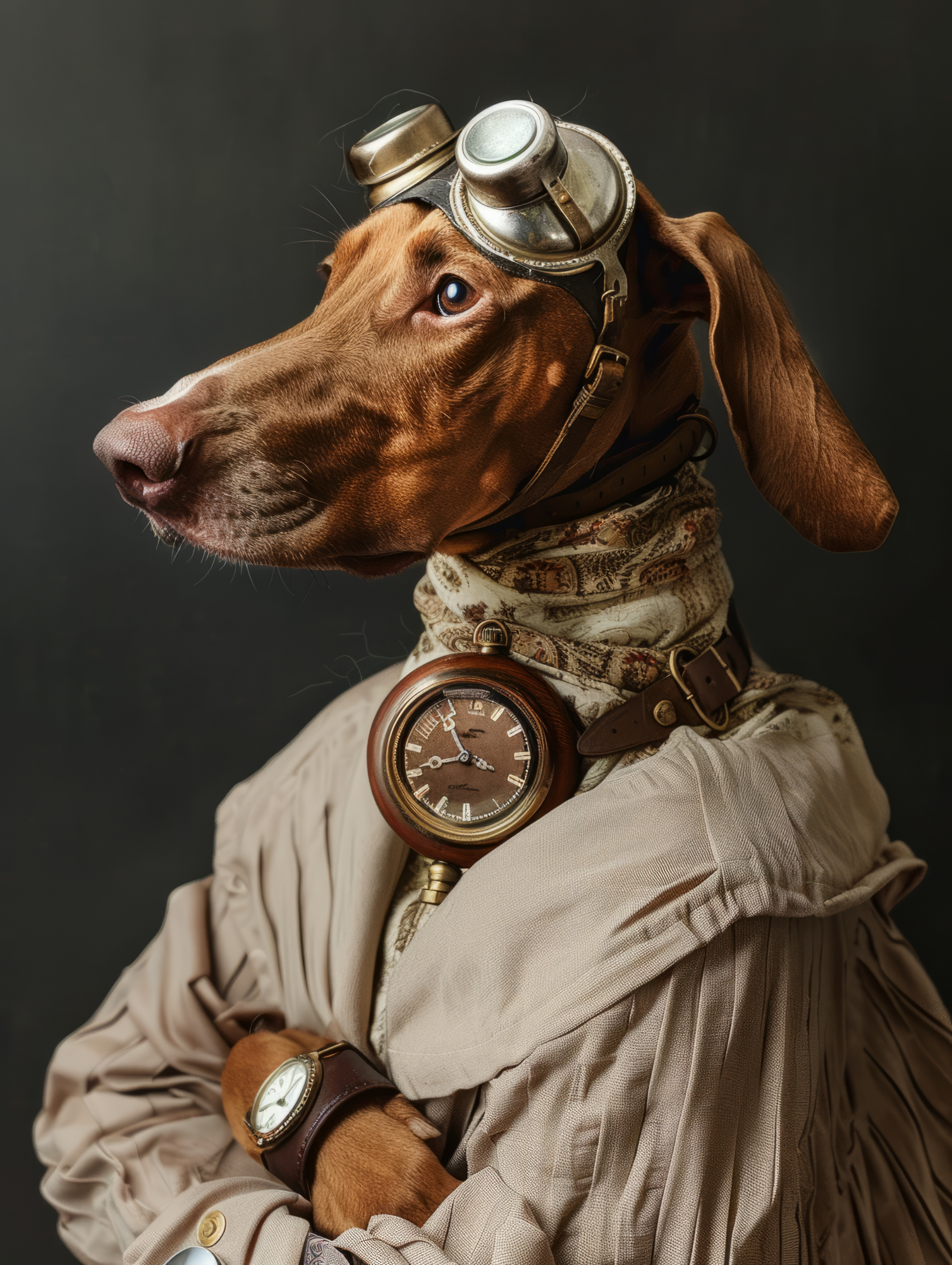 Canvas schilderij van een Vizsla hond 100x200 cm