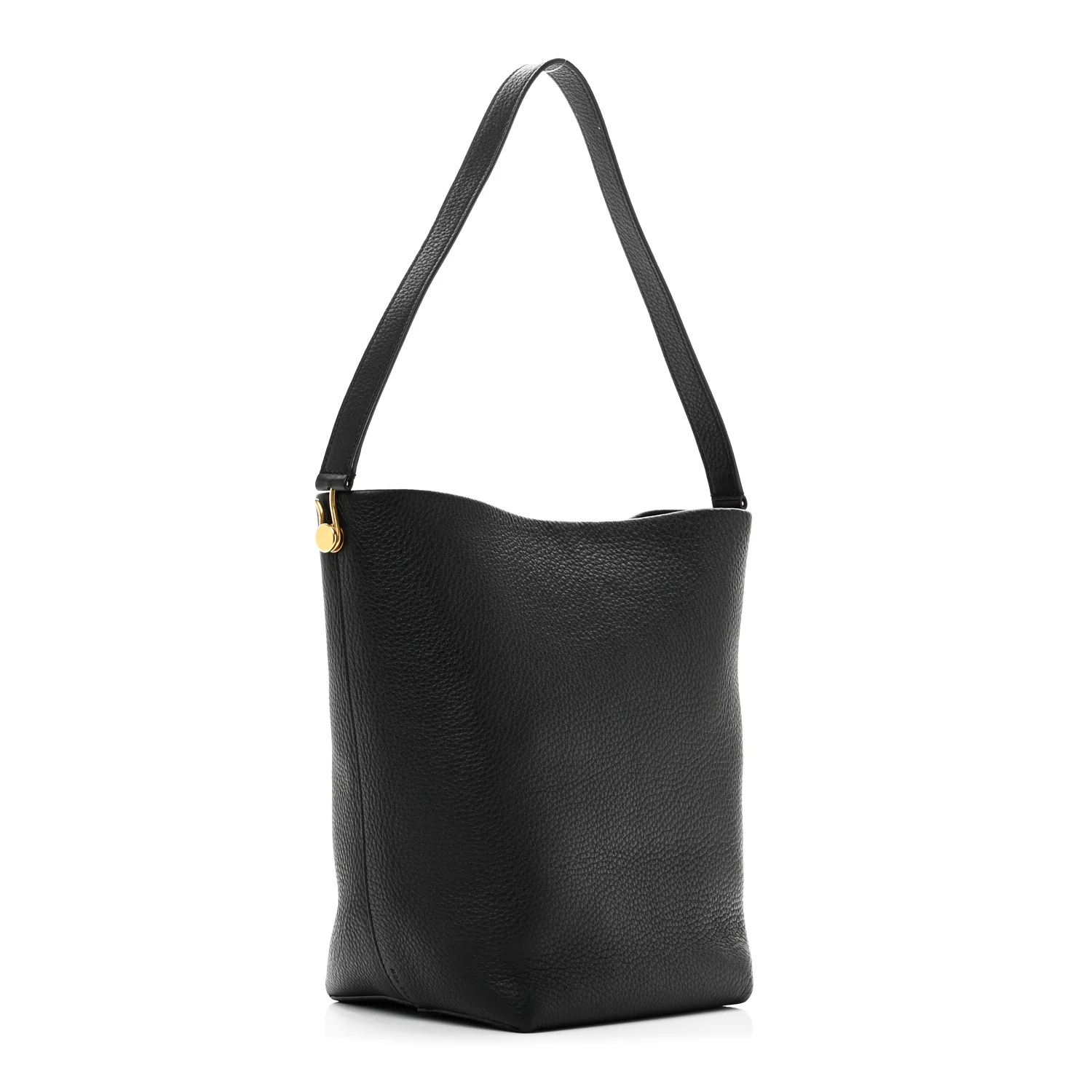 Grained Calfskin Medium N/S Hook Tote Black - Top Club