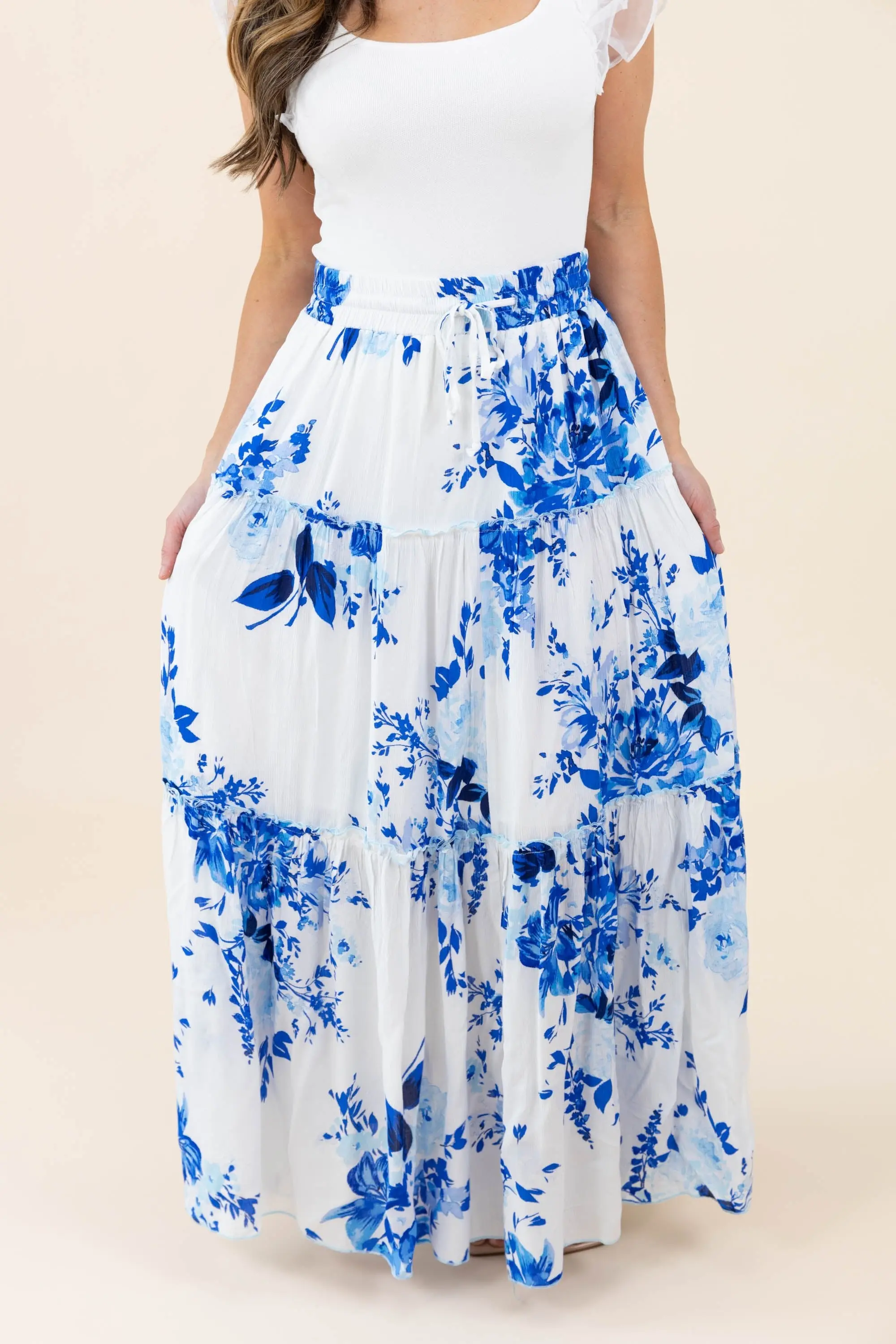 I Love It When You Call Me Señorita Tiered Ruffle Drawstring Maxi Skirt - ALJEGJ