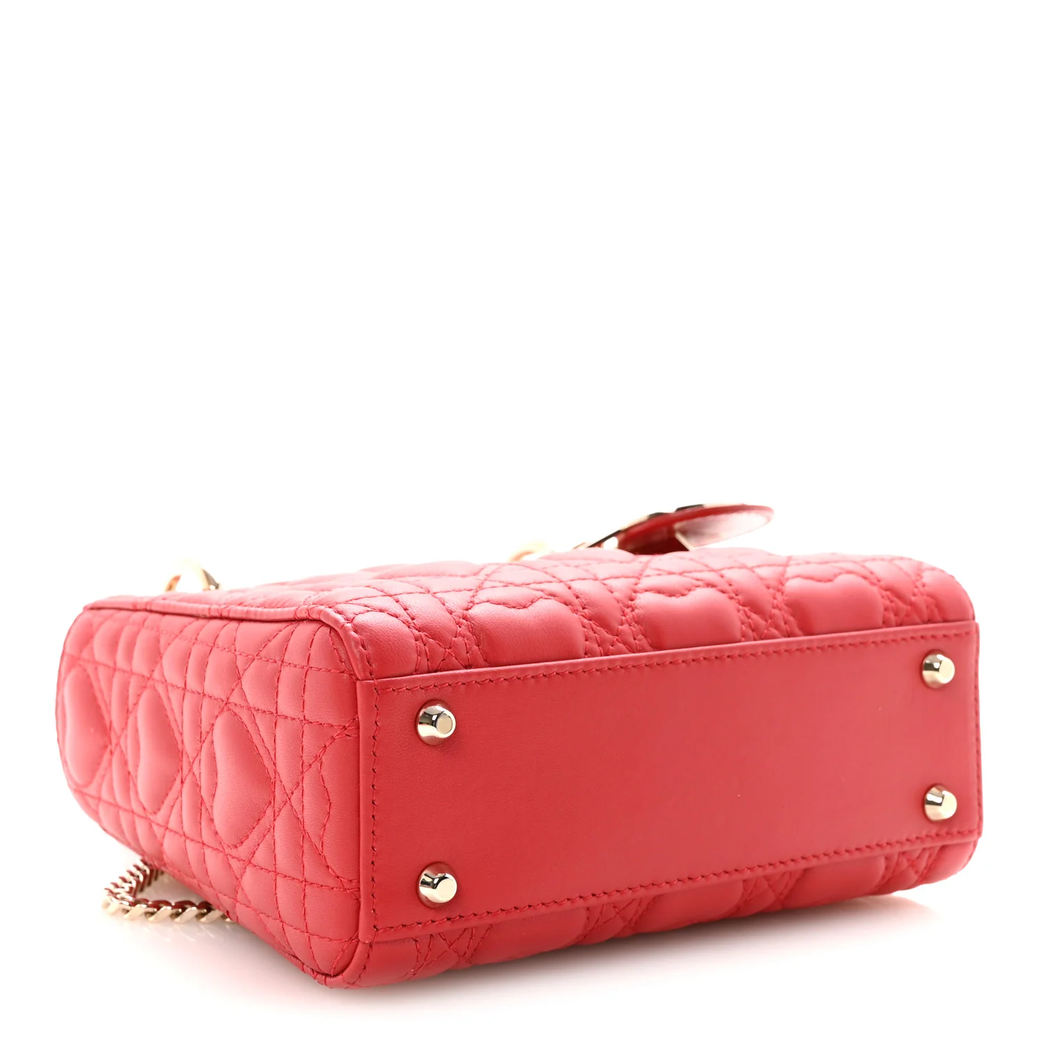 Calfskin Cannage Dioramour Mini Lady Dior Bag Bright Red - Top Club
