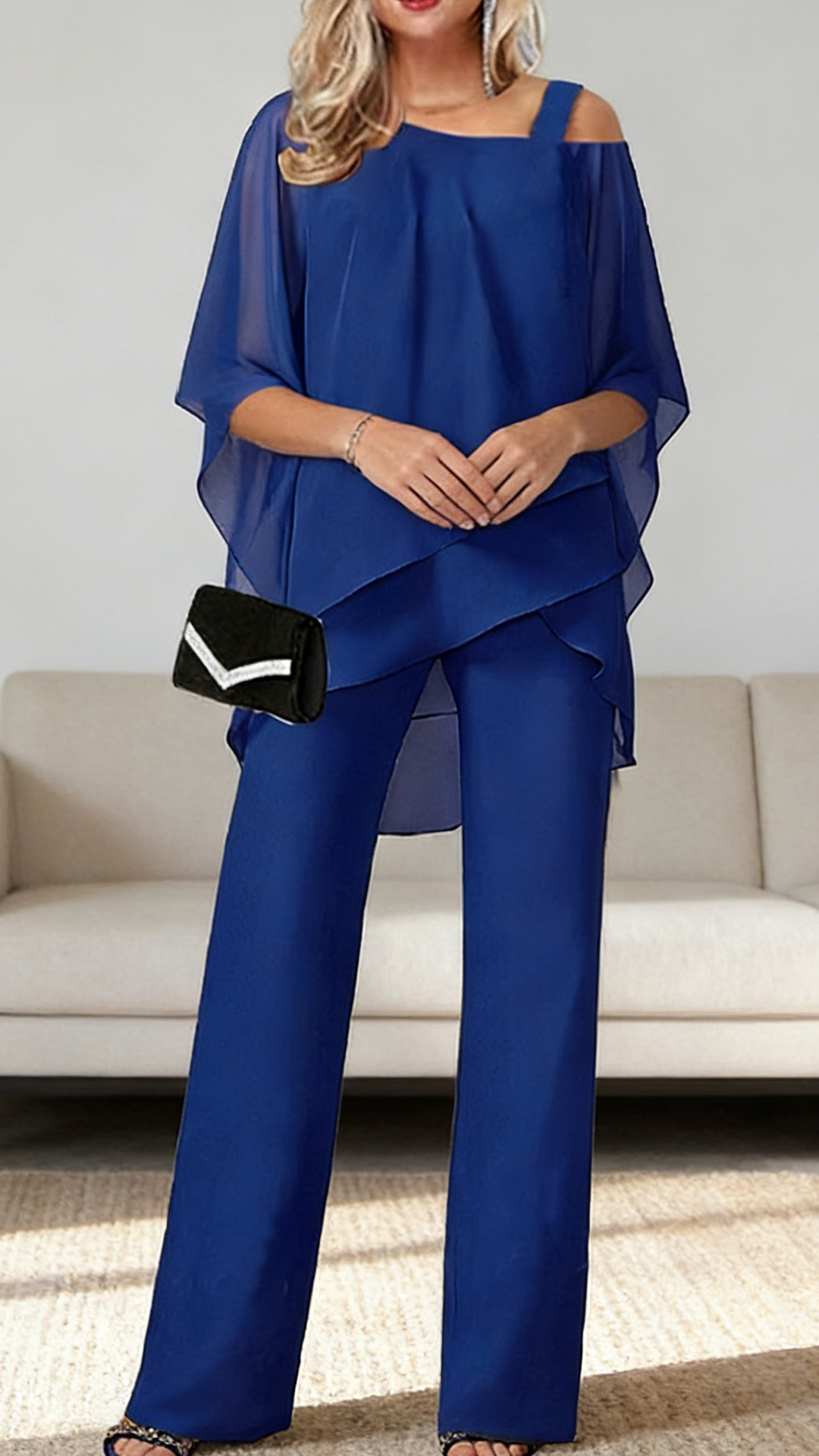 Elegant Layered Chiffon Top & Wide-Leg Pants Set - Nordfashionstorm - Women's Clothing, Fashion for You - Nordfashionstorm.com