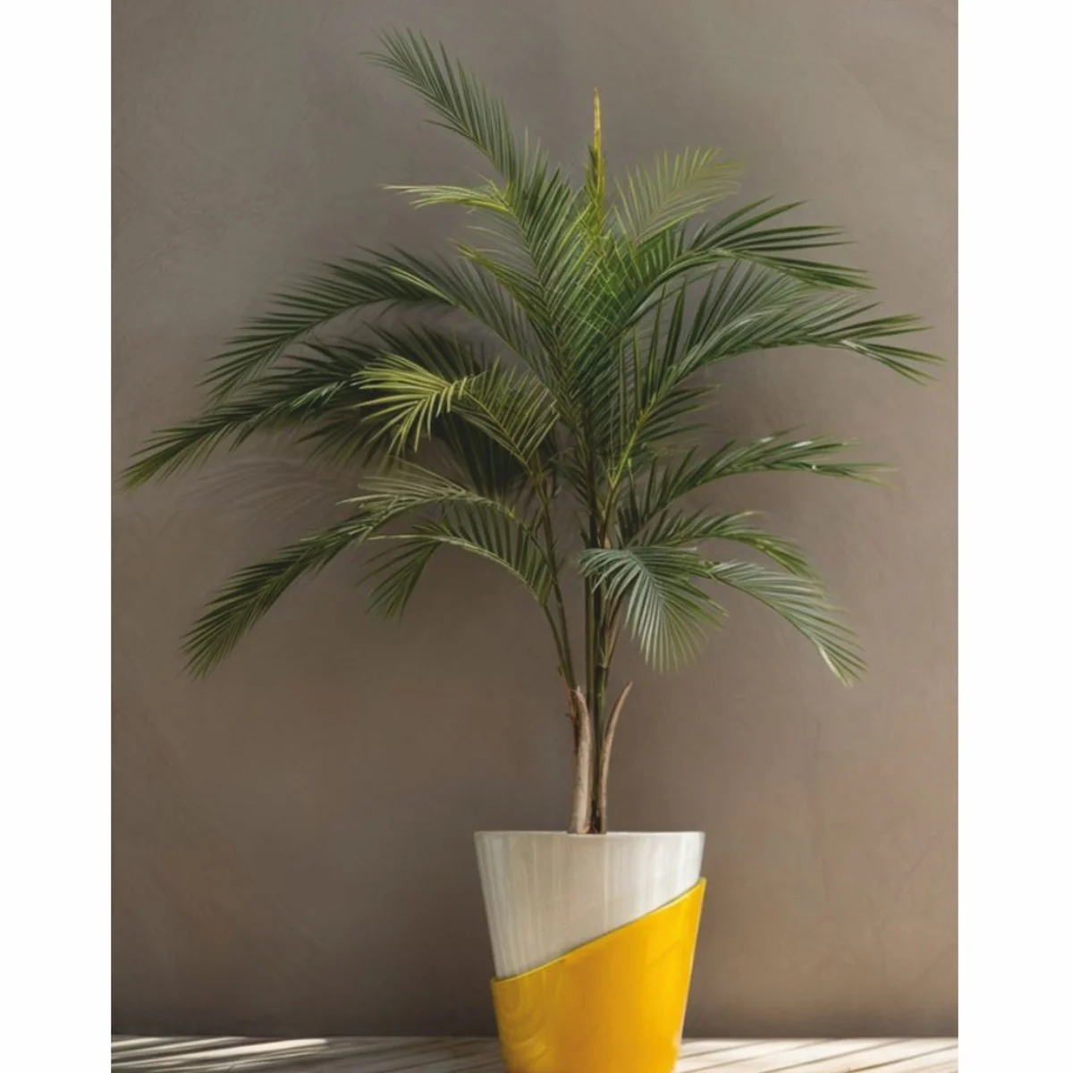 Luxury ceramic flower pot white / yellow Ø 60 x H. 60 cm - garden decoration