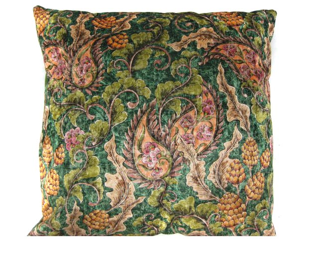 Kussen velvet Floral vintage groen 45 x 45