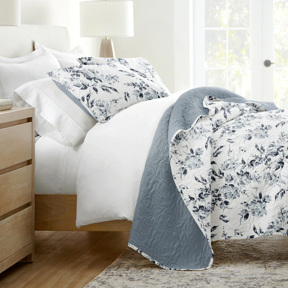 Rose Garden Reversible Quilted Coverlet Set (Sale)