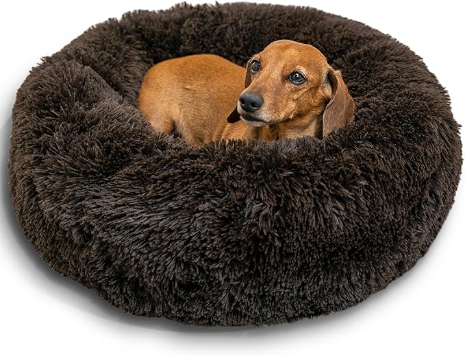 Best Friends by Sheri The Original Calming Donut Dog Bed - Dark Chocolate Shag