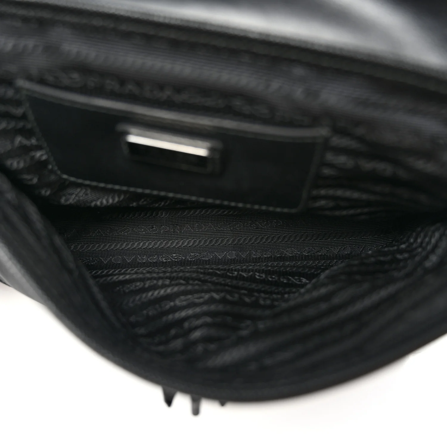 Re-Nylon Saffiano Triangle Shoulder Bag Black - Top Club