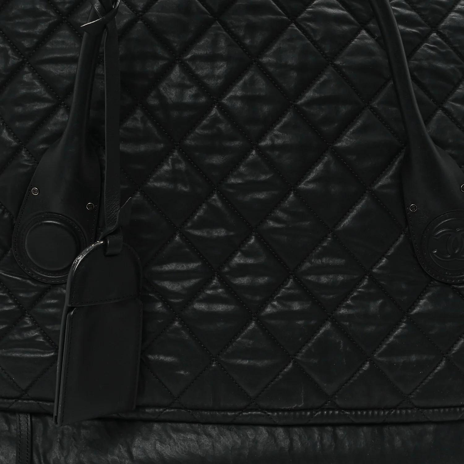 Coated Canvas Quilted Large Garment Travel Bag Black - Top Club