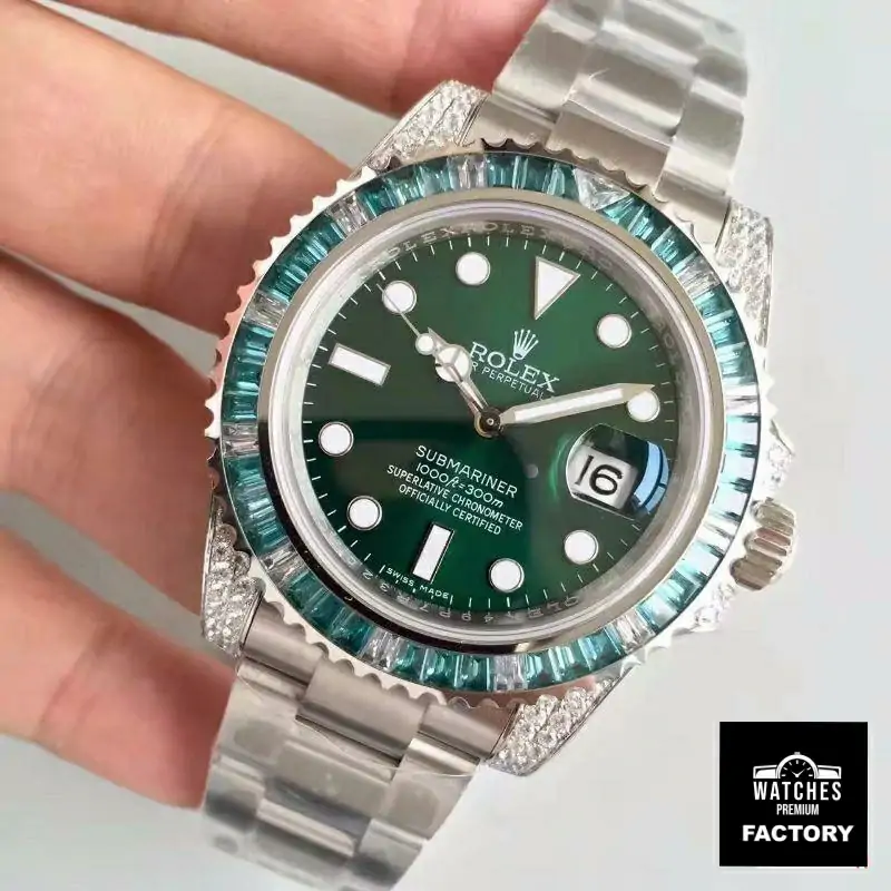 Rolex Submariner Date 116610LV Noob Factory V9 Green Dial Diamond