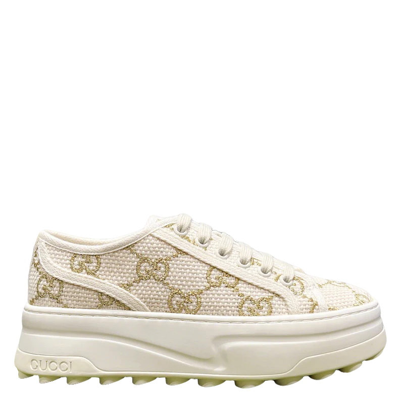 Gucci TENNIS 1977 Women's Platform Sneakers With GG Pattern - Sneaker Replica Workshop