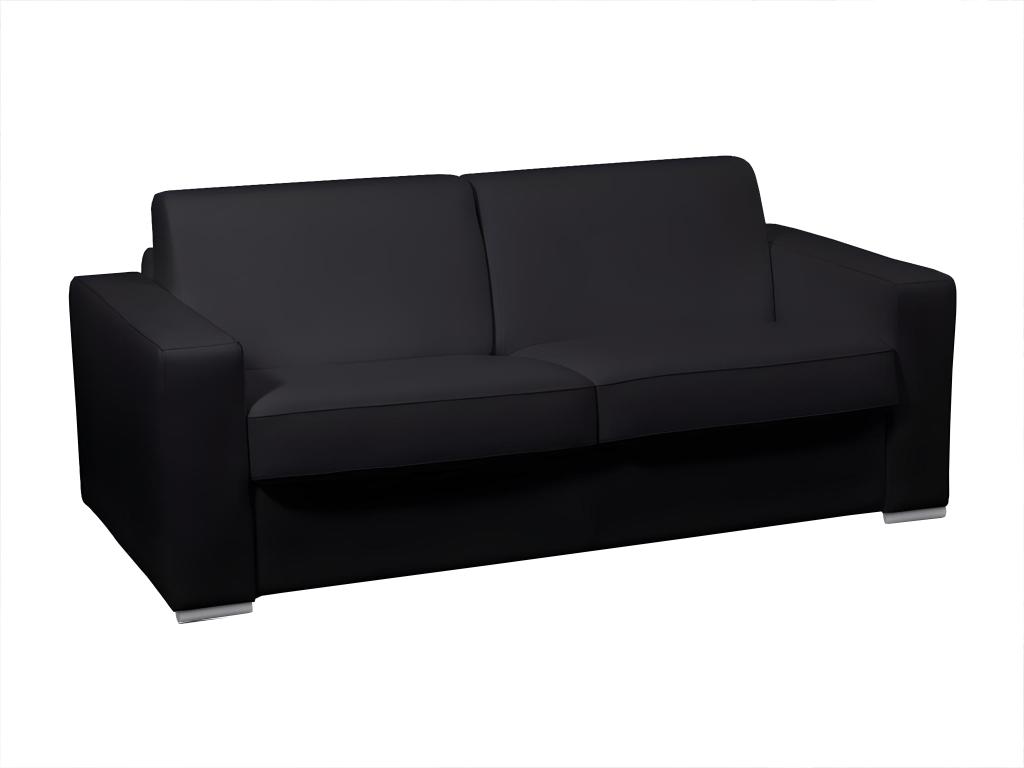 Sofá cama de 3 plazas tipo italiano 100% piel de búfalo DELECTEA II - Negro