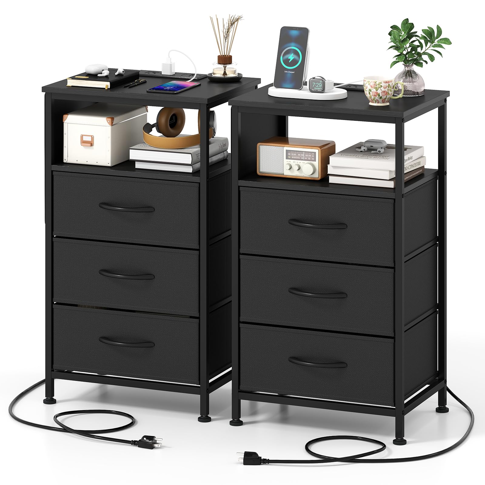 BEFOUNDLOVELY 1/2 Nightstand with Charging Station 27.5