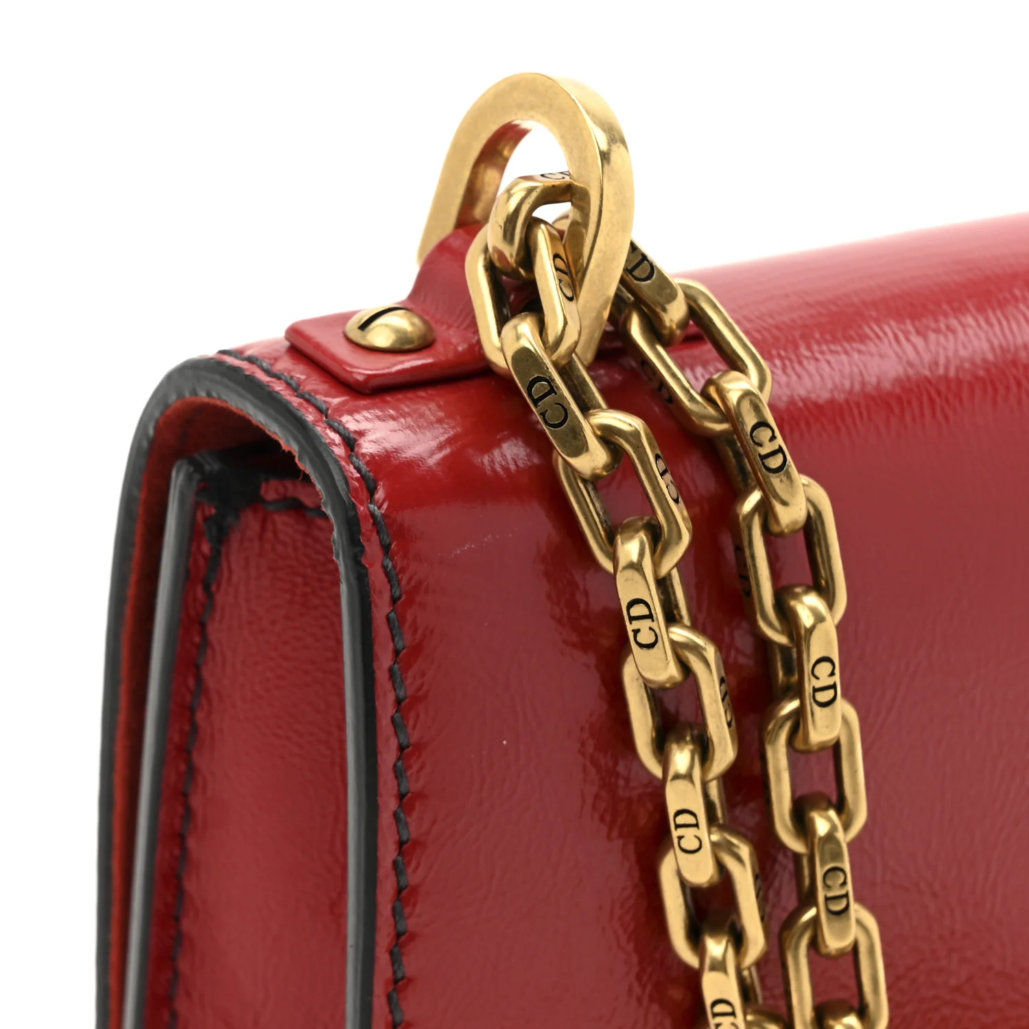 Calfskin J'Adior Chain Flap Bag Red - Top Club