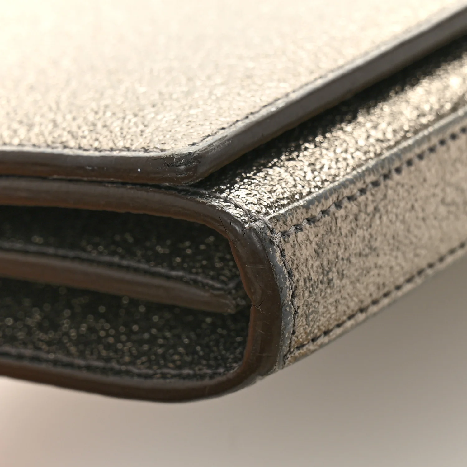 Grained Metallic Calfskin Monogram Chain Wallet Bronze - Top Club