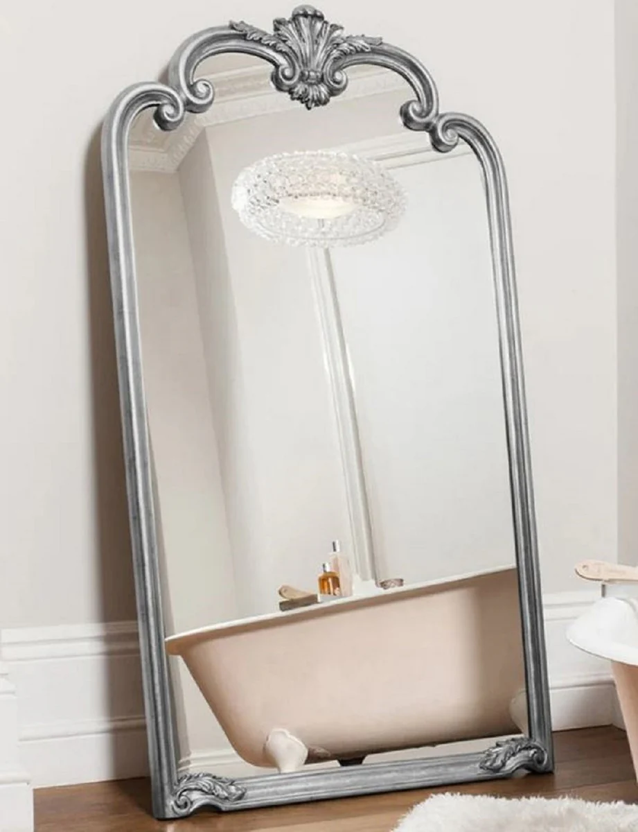 Luxury Baroque Mirror Silver - Magnificent Italian Baroque Style Wall Mirror - Handcrafted Luxury Furniture in Baroque Style - Magnificent Baroque Furniture - Made in Italy - Luxury Quality