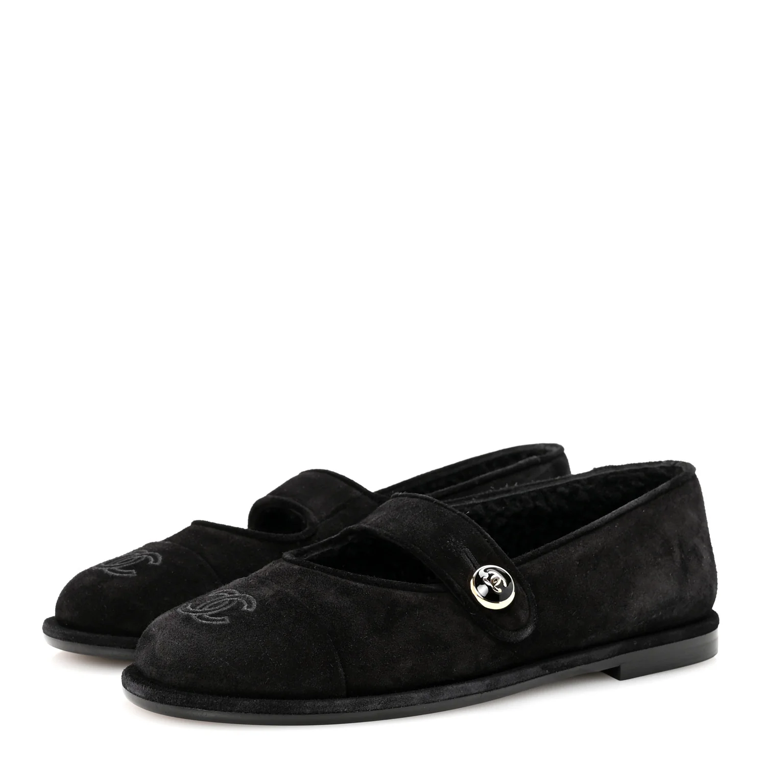 Suede Cap Toe CC Mary Jane Flats 37 Black - Top Club