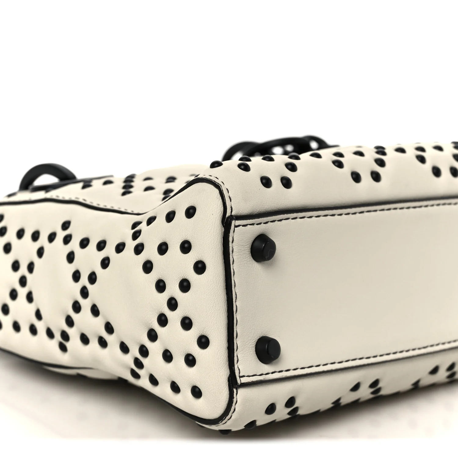 Ultra Matte Calfskin Studded Mini Supple Lady Dior White Black - Top Club