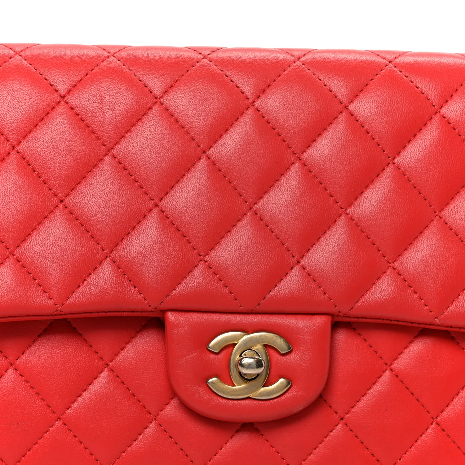 Lambskin Quilted Flap Clutch Red - Top Club