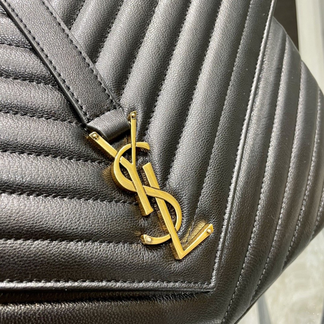 Y College Large Chain Bag Black With Gold Hardware - Top Club