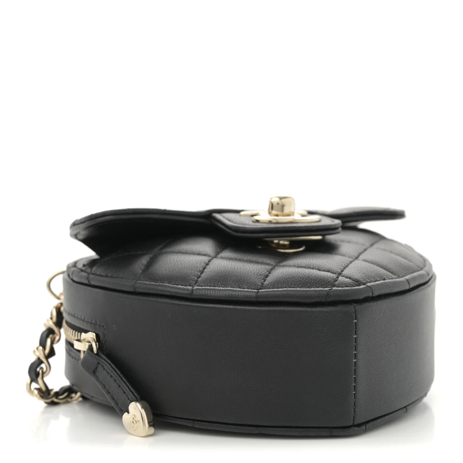 Lambskin Quilted CC In Love Heart Clutch With Chain  Black - Top Club