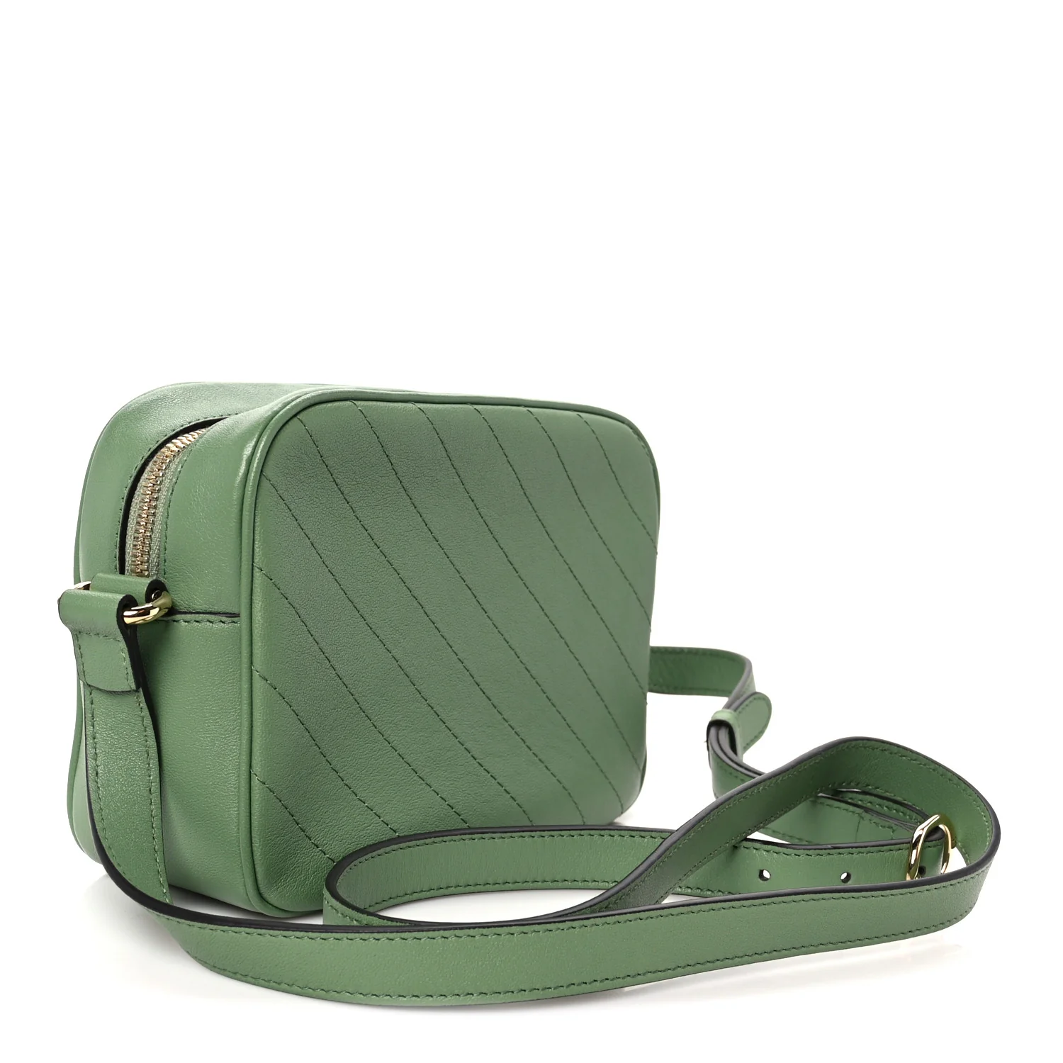 Sakai Be Green Calfskin Diagonal Stitched Small Blondie Shoulder Bag Green Soil Grass - Top Club