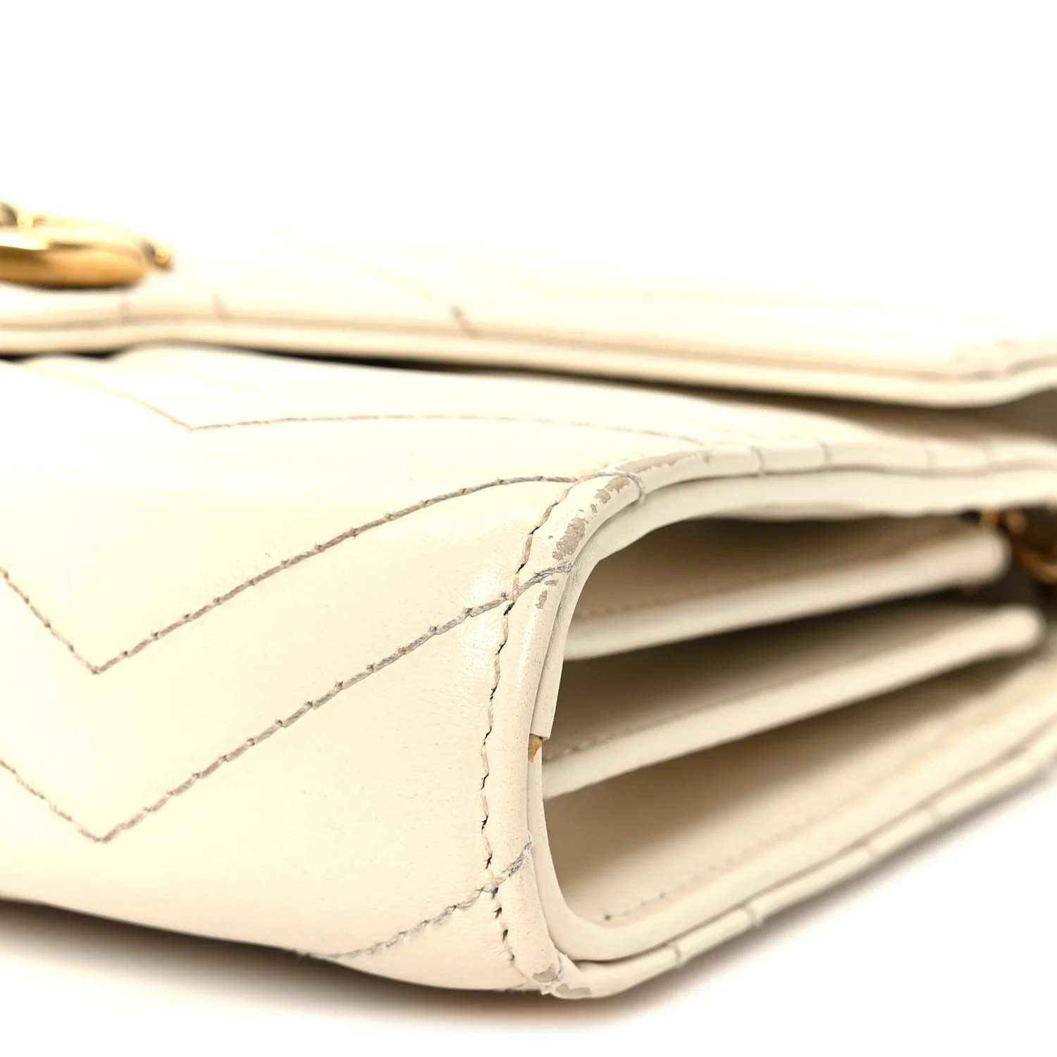 Calfskin Matelasse GG Marmont Chain Wallet Mystic White - Top Club