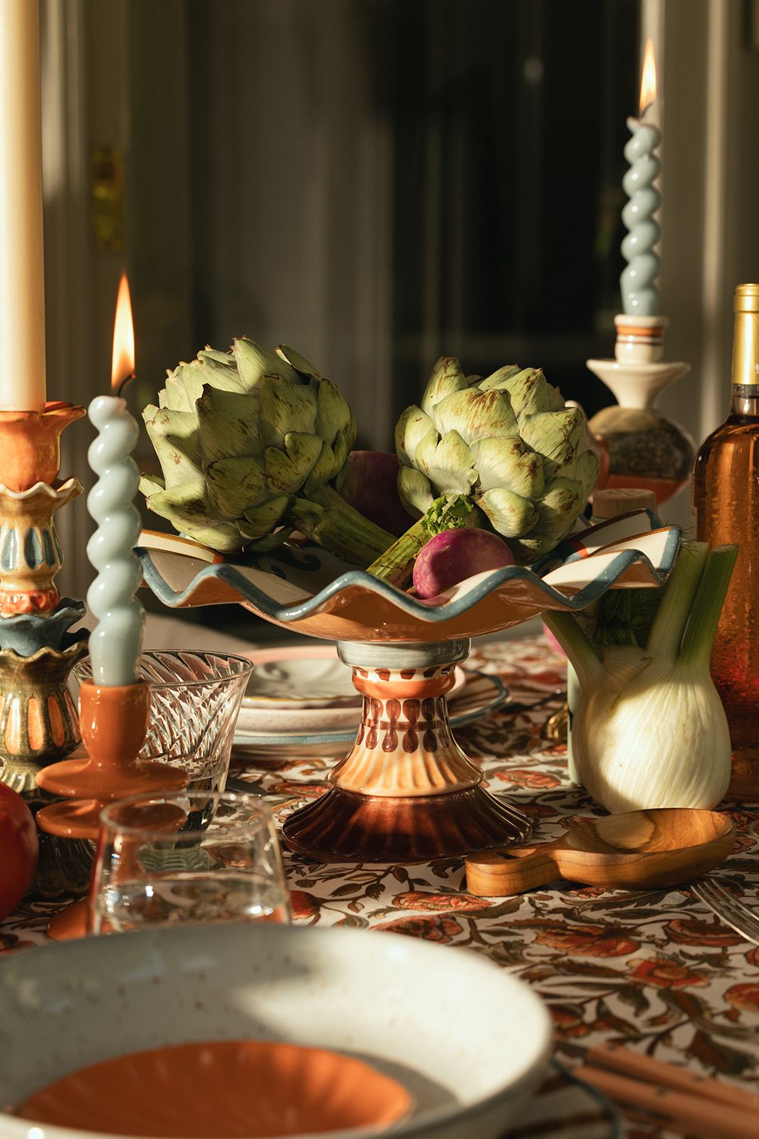 Oranje ruffle kandelaar