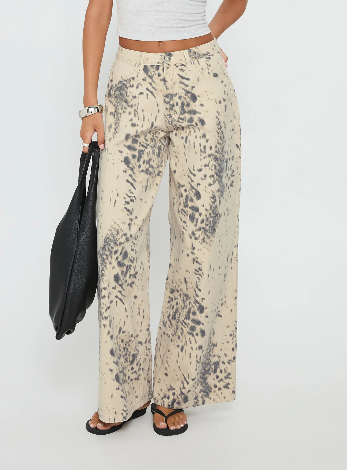 Naylor Mid Rise Wide Leg Jeans Animal Spot