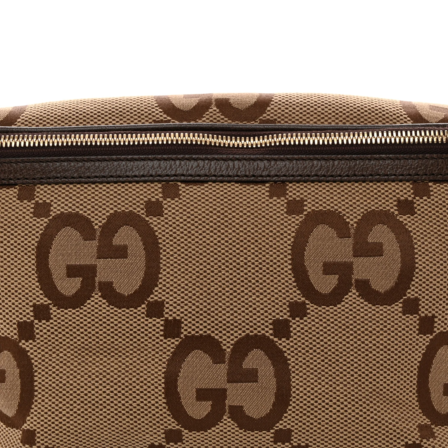 Monogram Jumbo GG Textured Dollar Calfskin Web Belt Bag Camel Ebony New Acero - Top Club