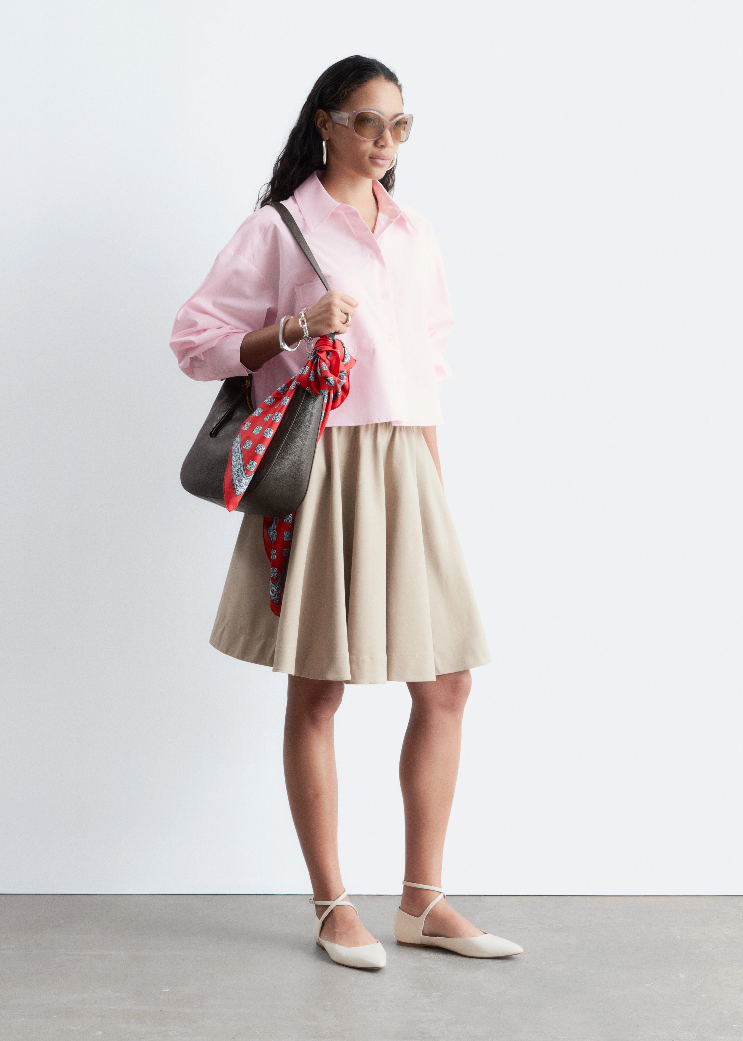 & Other Stories CROPPED OVERSIZED COTTON SHIRT