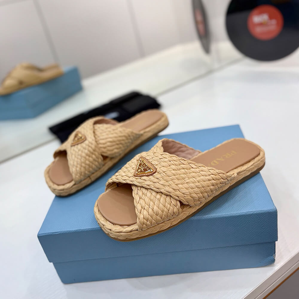 Prada Raffia crisscross slides - Top Club
