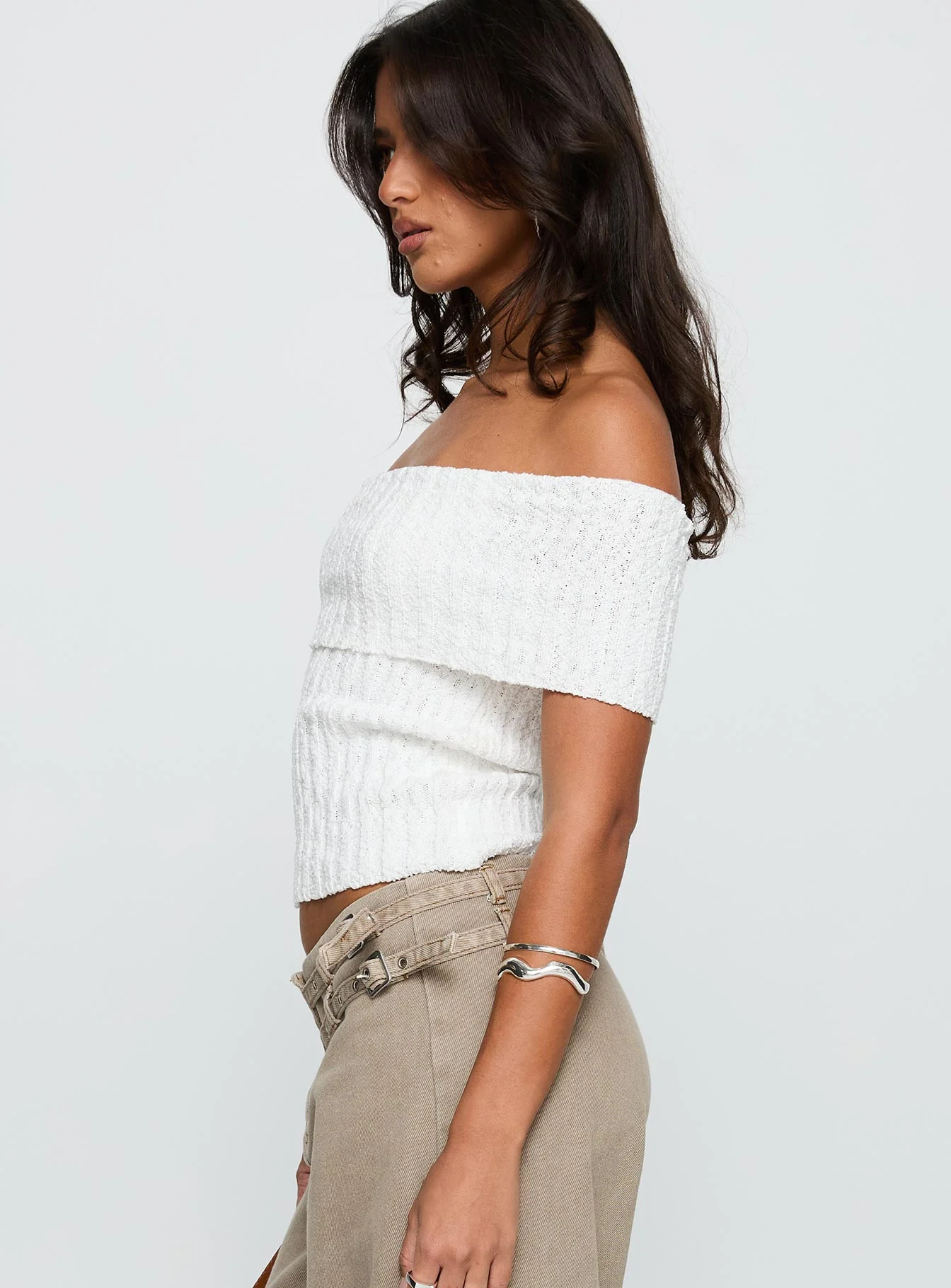 Murmur Off Shoulder Top White