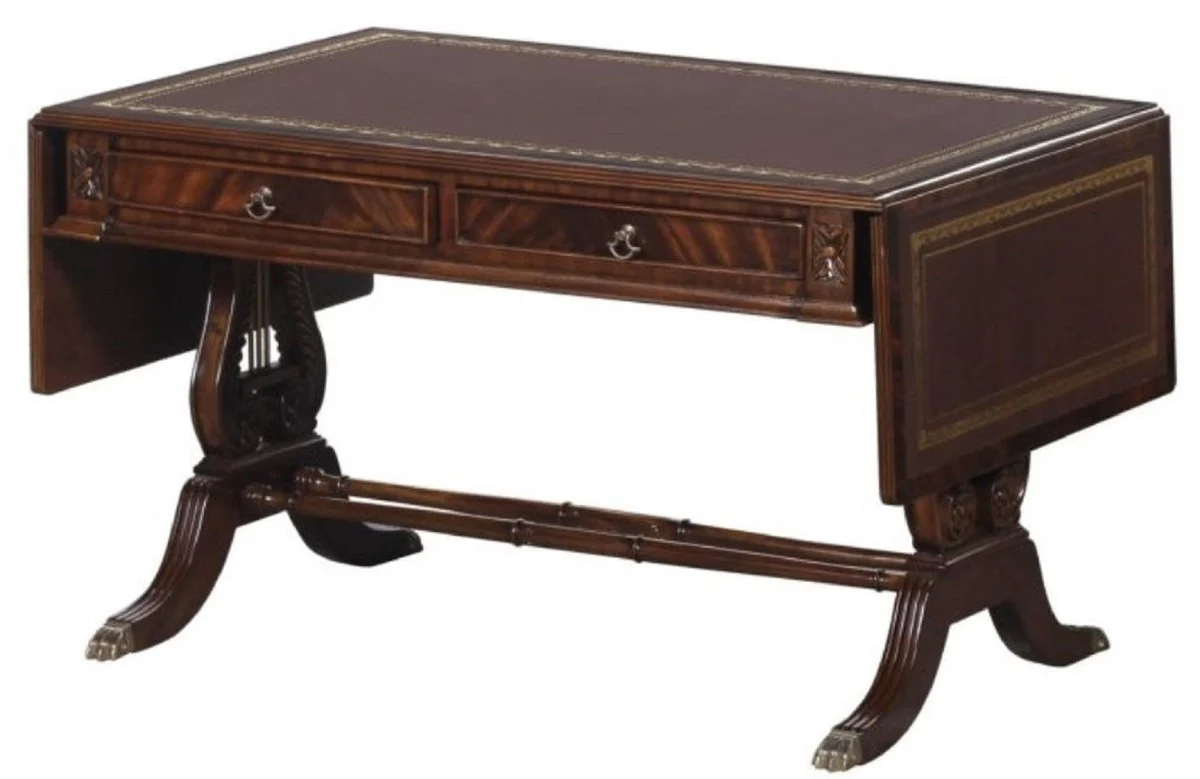 Luxury baroque coffee table dark brown / brown 84 x 56.3 x H. 49.5 cm - living room furniture