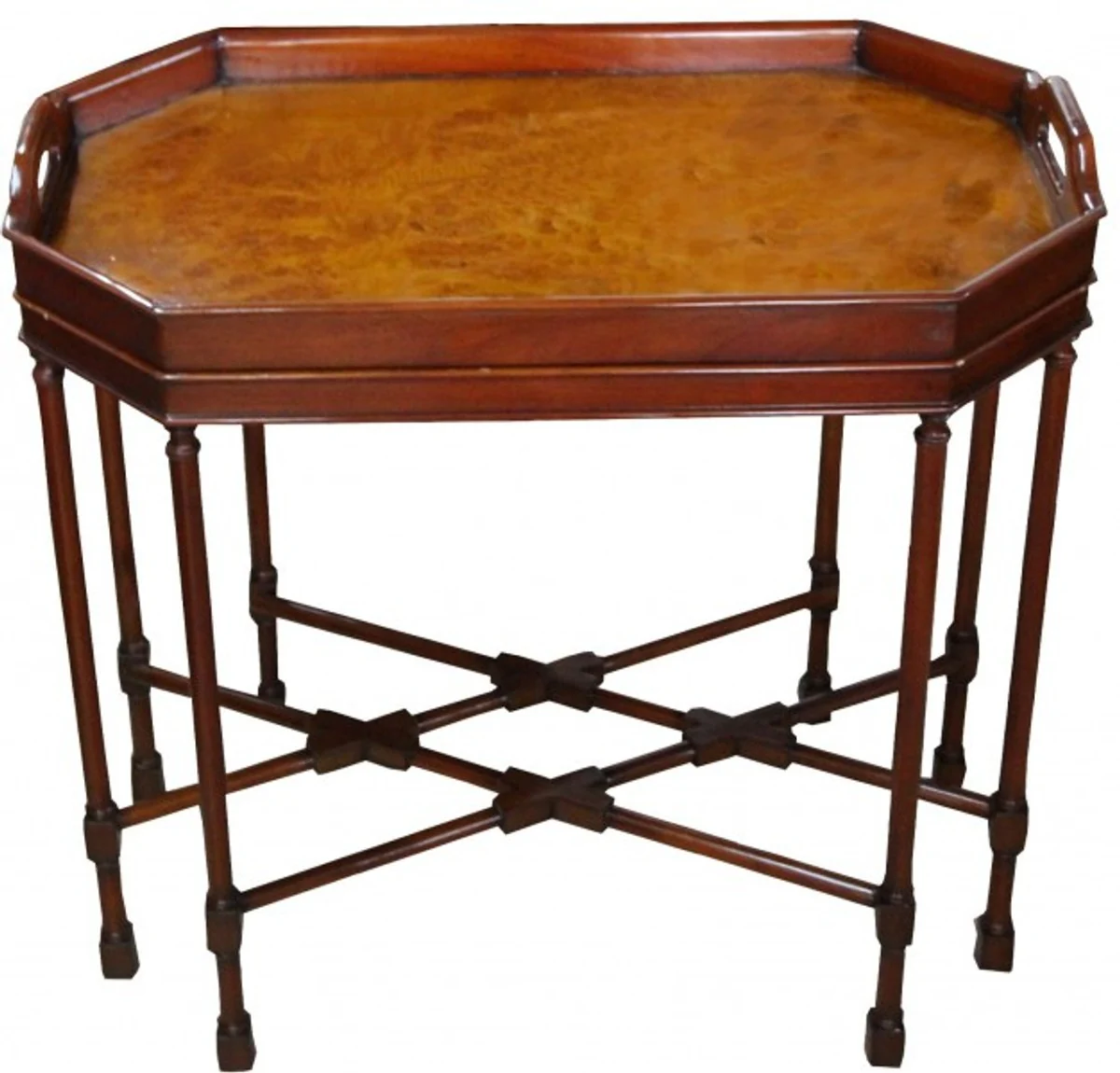Coffee table bar table Octagon made of brown walnut wood H 60 cm, W 67 cm, D 40 cm - Art Nouveau table - Limited Edition