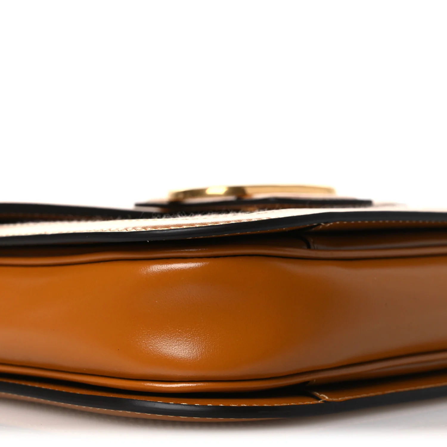 Smooth Calfskin Canvas 9to5 Shoulder Bag Natural Golden - Top Club