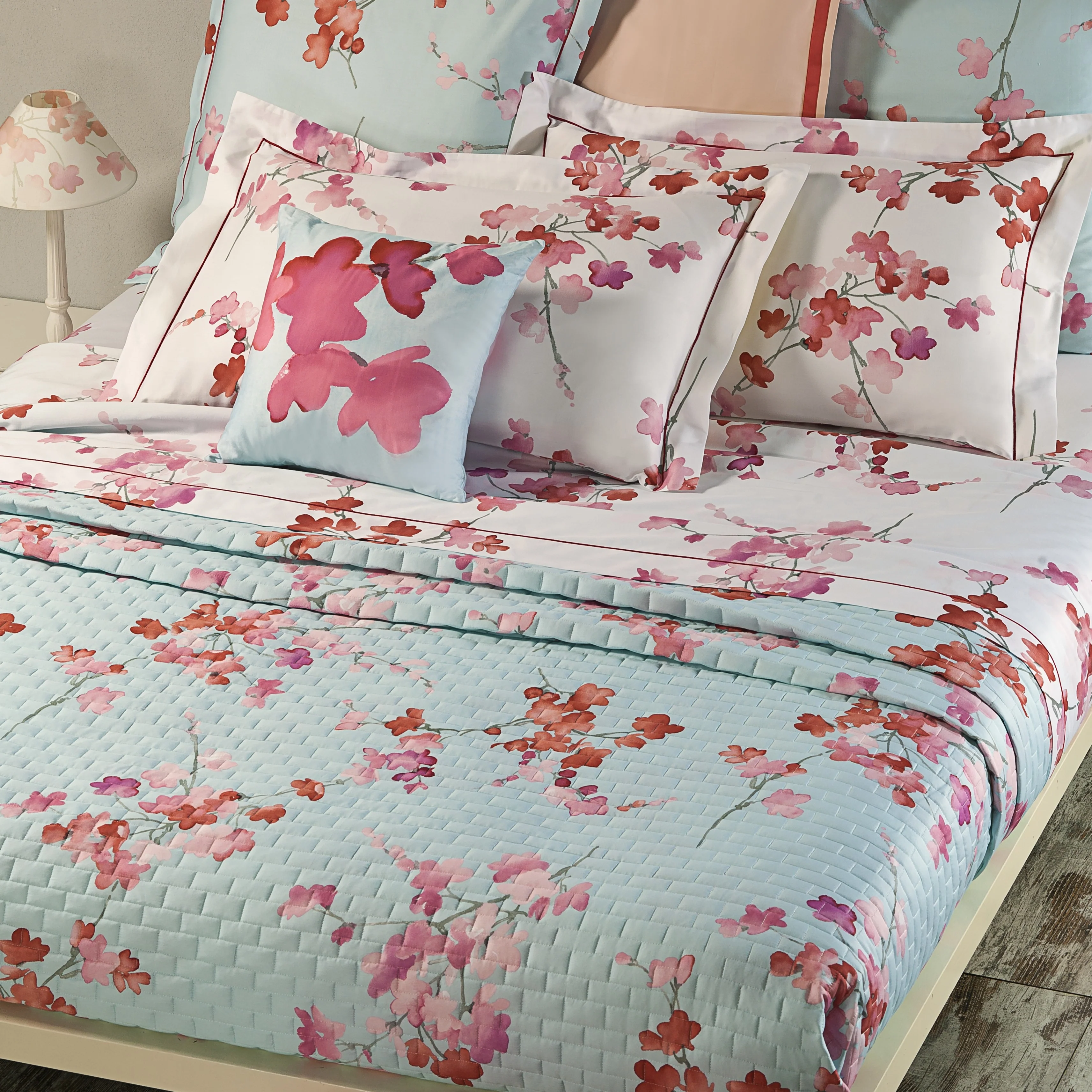 Copriletto Trapuntato In  Pesco-In-Fiore2 Matrimoniale