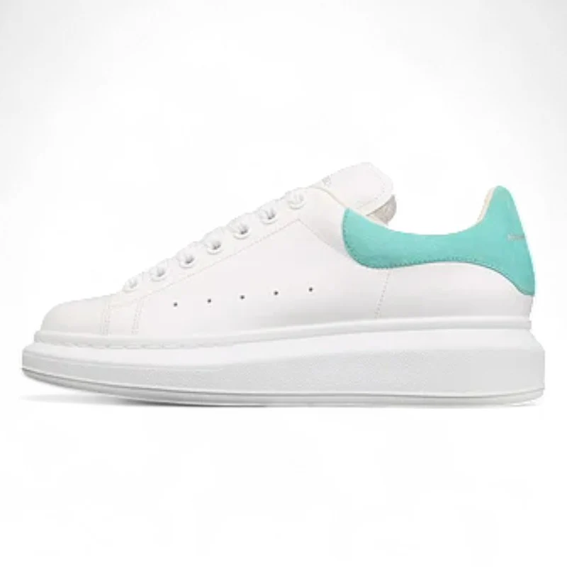 Alexander McQueen Oversized Sneakers – White with Teal Heel Tab - Sneaker Replica Workshop