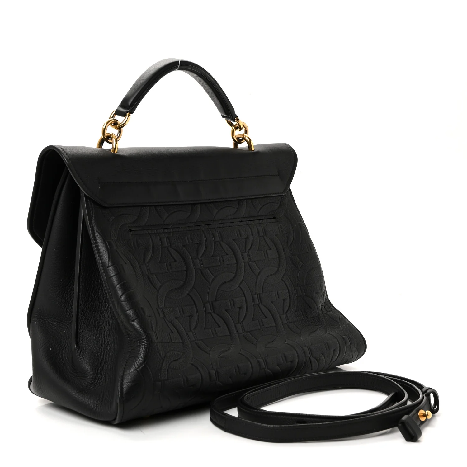 Calfskin Embossed Medium Margot Top Handle Satchel Black - Top Club