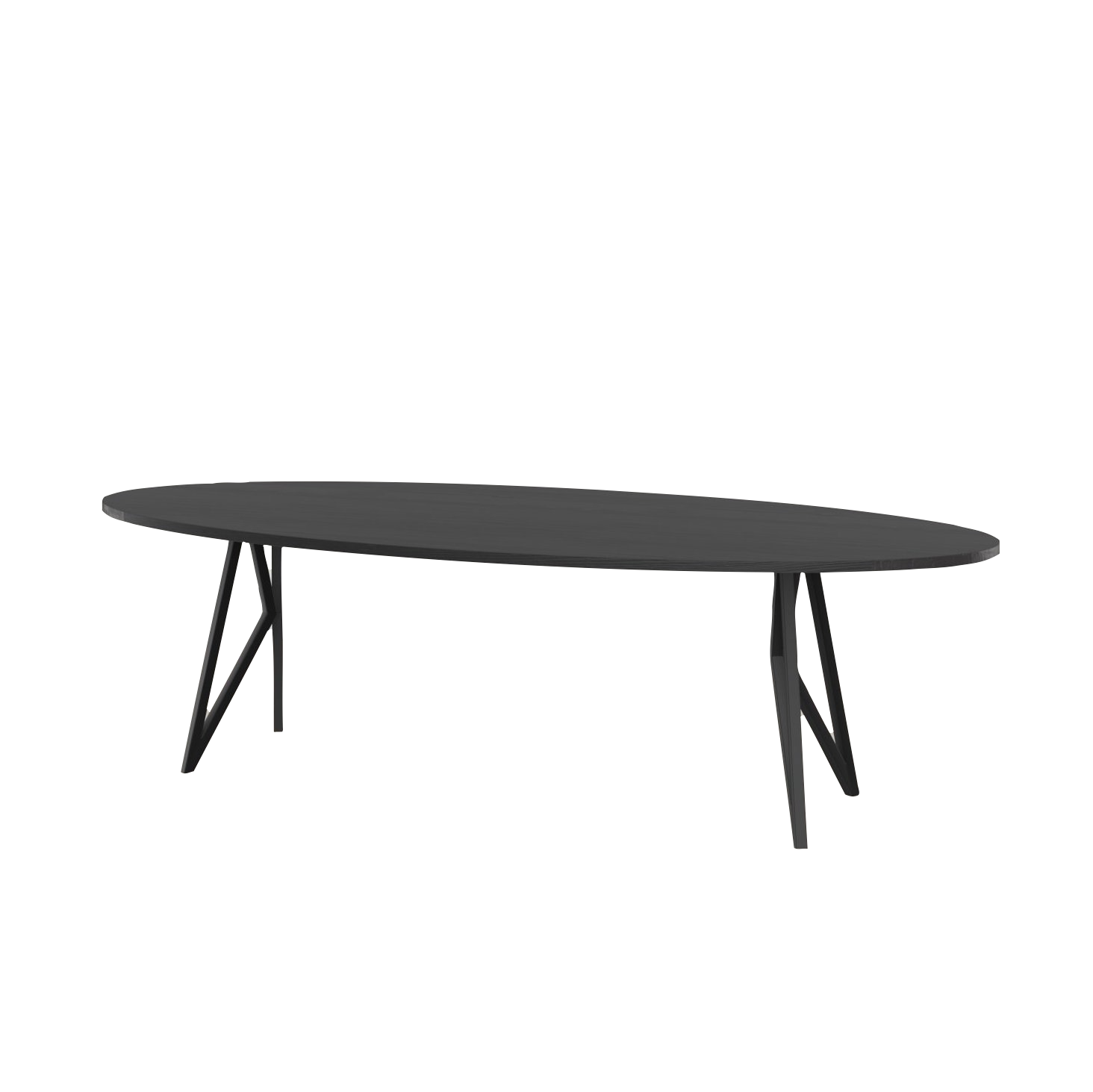 Studio HENK tafel Butterfly Ovaal - zwart frame, zwarte beits 300 x 120 | Zwarte Beits | Rechte Rand | Frame Zwart
