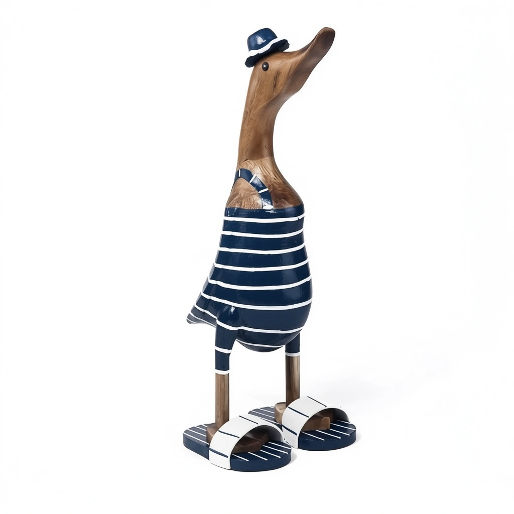 Houten eend gestreept badpak met badslippers