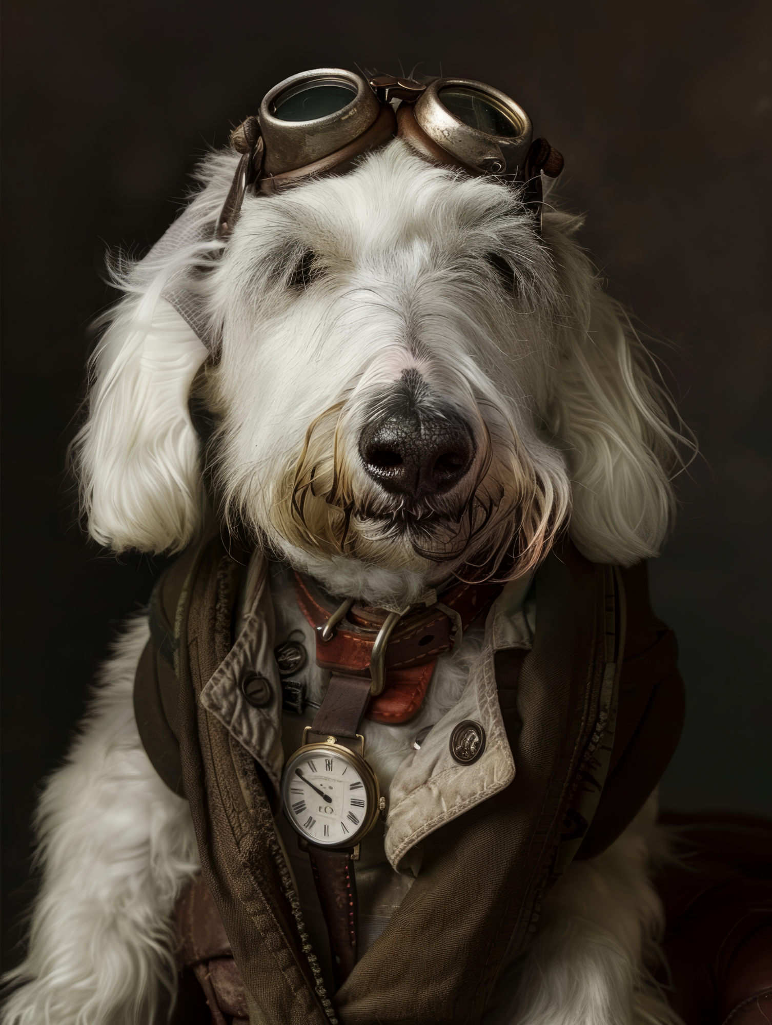 Canvas schilderij van een Old English Sheepdog 100x200 cm