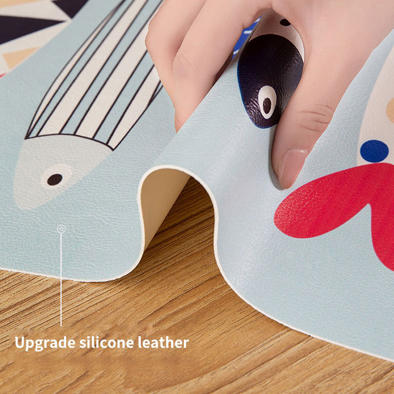Cartoon Printed PVC Leather Pad Heat Insulation Wiped Clean Table Top Decoration Rectangular Table Mat with Colorful Patttern